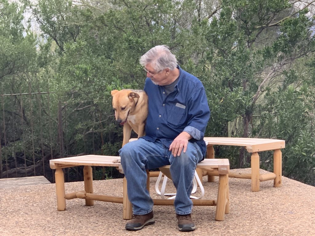 Zoey With Mike In the Back Yard